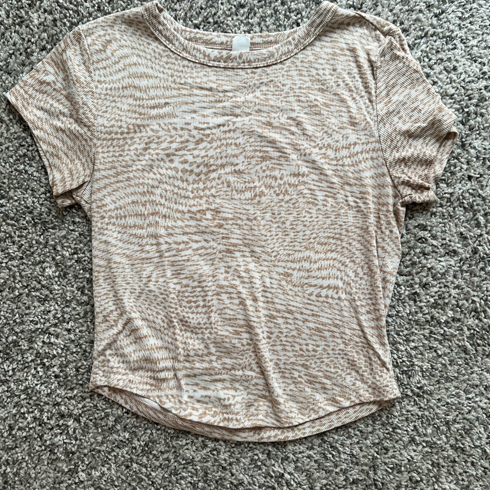Old Navy Beige Patterned Short Sleeve Top